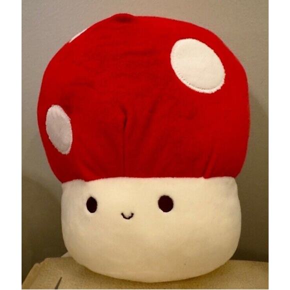 Soft Squishy Red White Polka Dot Mushroom Toadstool. Approx 8” tall. Mario - Picture 1 of 3